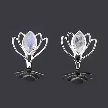 Серьги лабрадор (серебро 925 пр.) пуссеты огранка