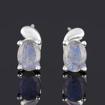 Серьги лабрадор (серебро 925 пр.) пуссеты огранка
