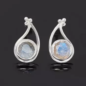 Серьги лабрадор (серебро 925 пр.) пуссеты огранка