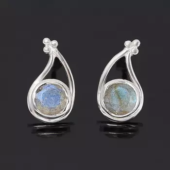 Серьги лабрадор (серебро 925 пр.) пуссеты огранка