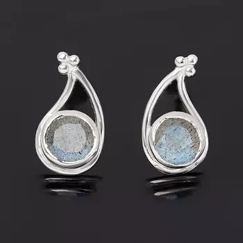 Серьги лабрадор (серебро 925 пр.) пуссеты огранка