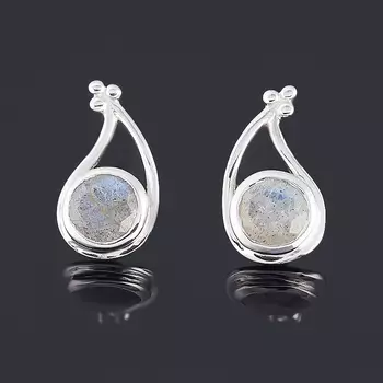 Серьги лабрадор (серебро 925 пр.) пуссеты огранка