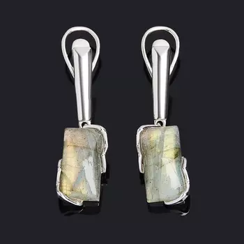 Серьги лабрадор (серебро 925 пр. родир. бел.)