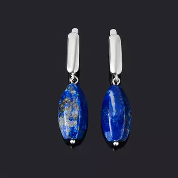 Серьги лазурит (биж. сплав родир. бел.) огранка