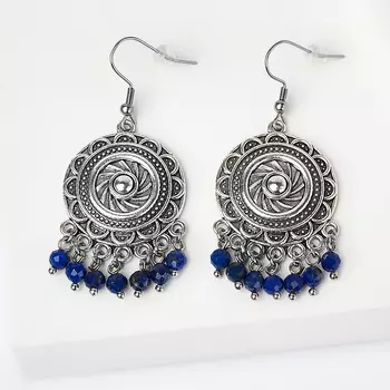 Серьги лазурит (биж. сплав, сталь хир.) огранка