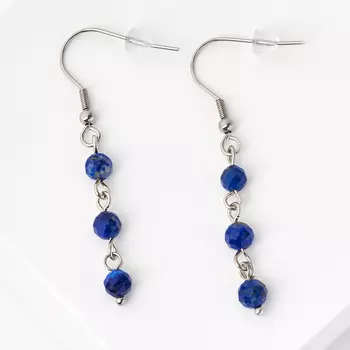 Серьги лазурит (биж. сплав, сталь хир.) огранка