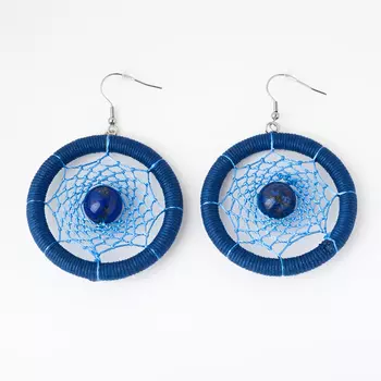 Серьги лазурит (биж. сплав, текстиль, сталь хир.)