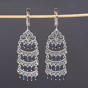 Серьги лазурит огранка (серебро 925 пр.)