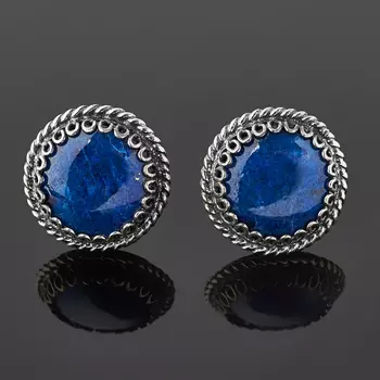 Серьги лазурит пуссеты (нейзильбер)