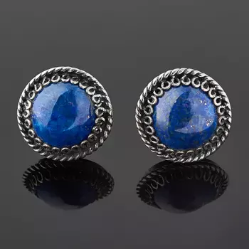 Серьги лазурит пуссеты (нейзильбер)