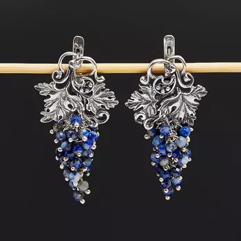 Серьги лазурит (серебро 925 пр. оксидир.) огранка