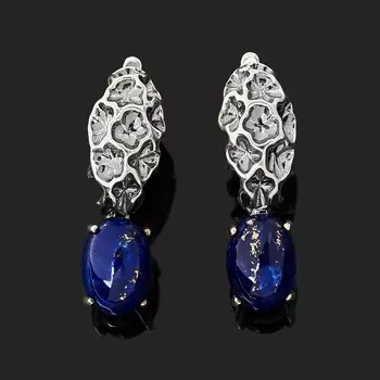 Серьги лазурит (серебро 925 пр. оксидир.)
