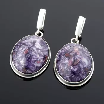 Серьги лепидолит (серебро 925 пр.)