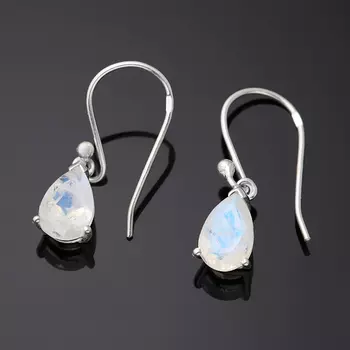 Серьги лунный камень (адуляр) (серебро 925 пр.) огранка