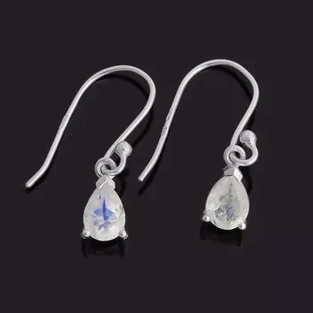 Серьги лунный камень (адуляр) (серебро 925 пр.) огранка