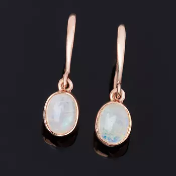 Серьги лунный камень (серебро 925 пр. позолота)