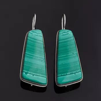 Серьги малахит (дублет) (нейзильбер)