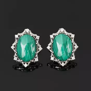 Серьги малахит (серебро 925 пр.)