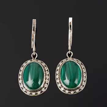 Серьги малахит (серебро 925 пр.)