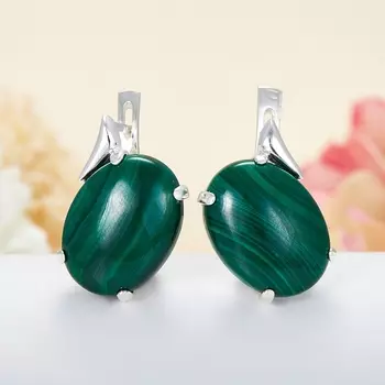 Серьги малахит (серебро 925 пр.)