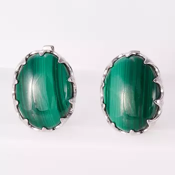 Серьги малахит (серебро 925 пр.)