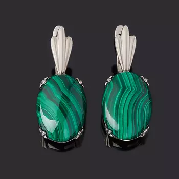 Серьги малахит (серебро 925 пр.)