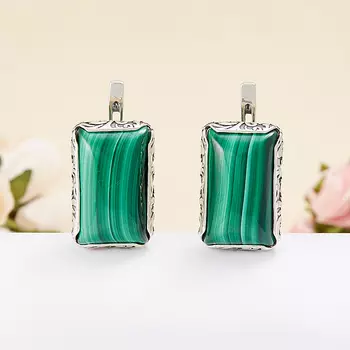 Серьги малахит (серебро 925 пр.)