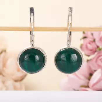 Серьги малахит (серебро 925 пр.)