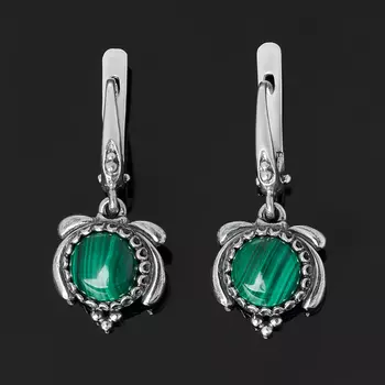 Серьги малахит (серебро 925 пр. оксидир.)