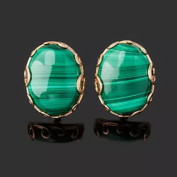 Серьги малахит (серебро 925 пр. позолота)
