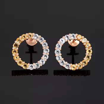 Серьги микс топаз, цитрин (серебро 925 пр. позолота) пуссеты огранка