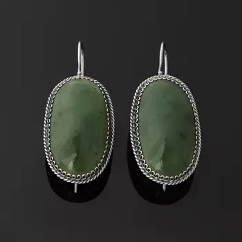 Серьги нефрит зеленый (нейзильбер)