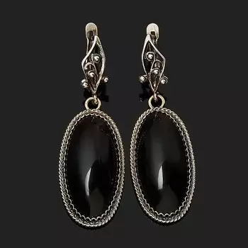 Серьги обсидиан прозрачный (нейзильбер)