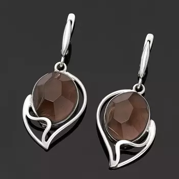 Серьги обсидиан прозрачный огранка (серебро 925 пр.)