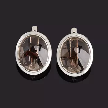 Серьги обсидиан прозрачный (серебро 925 пр. родир. бел.)