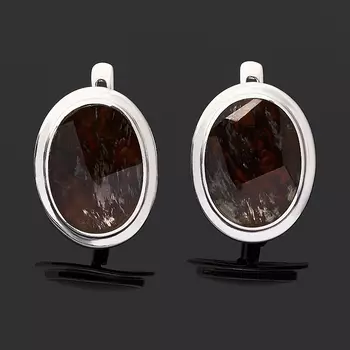 Серьги обсидиан прозрачный (серебро 925 пр. родир. бел.)