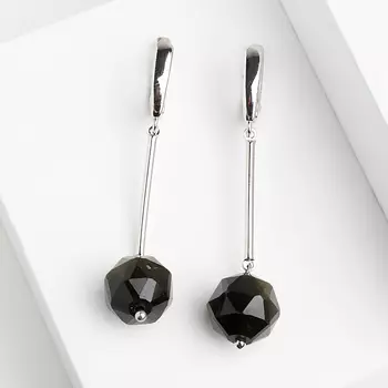 Серьги обсидиан золотистый (биж. сплав родир. бел.) огранка