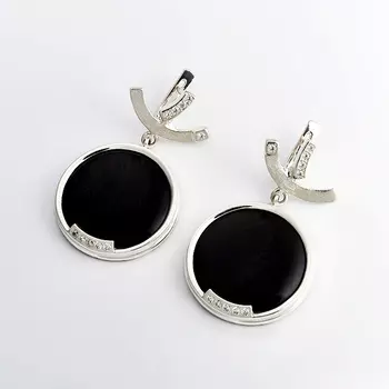 Серьги обсидиан золотистый (серебро 925 пр.)