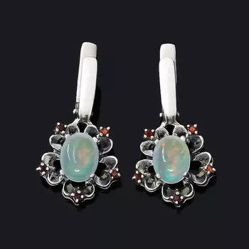 Серьги опал благородный белый (серебро 925 пр. оксидир.)