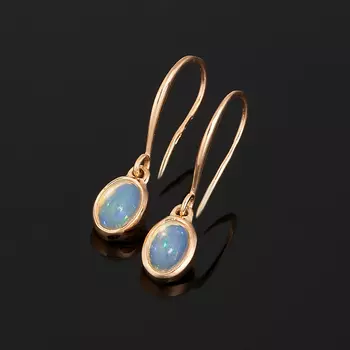 Серьги опал благородный желтый (серебро 925 пр. позолота)