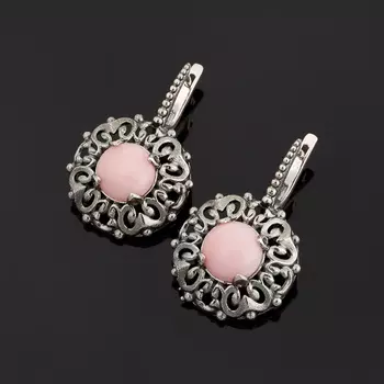Серьги опал розовый (серебро 925 пр.)