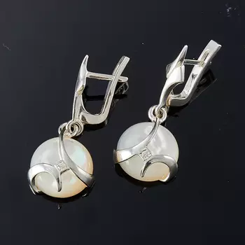 Серьги перламутр белый (серебро 925 пр.)