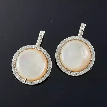 Серьги перламутр белый (серебро 925 пр.)