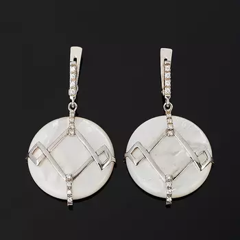 Серьги перламутр белый (серебро 925 пр.)