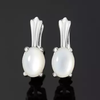 Серьги перламутр белый (серебро 925 пр. родир. бел.)