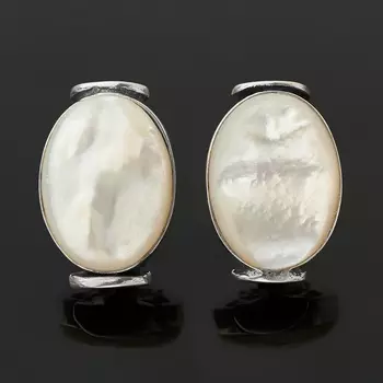 Серьги перламутр белый (серебро 925 пр. оксидир.)