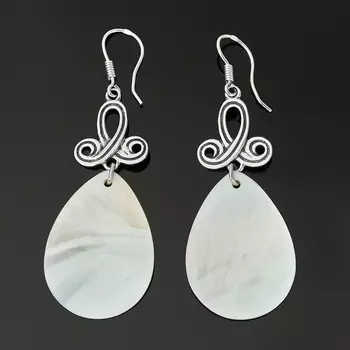 Серьги перламутр белый (серебро 925 пр. оксидир.)