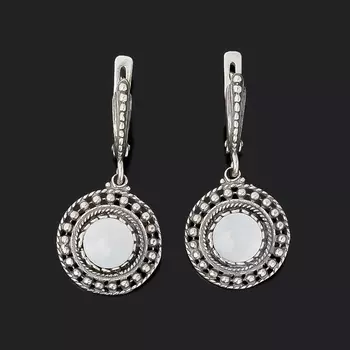 Серьги перламутр белый (серебро 925 пр. оксидир.)