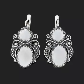 Серьги перламутр белый (серебро 925 пр. оксидир.)