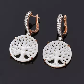 Серьги перламутр белый (серебро 925 пр., позолота)